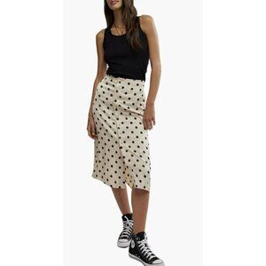 Free People Analise Polka Dot Button-Up Midi Skirt Sz 10 NWT